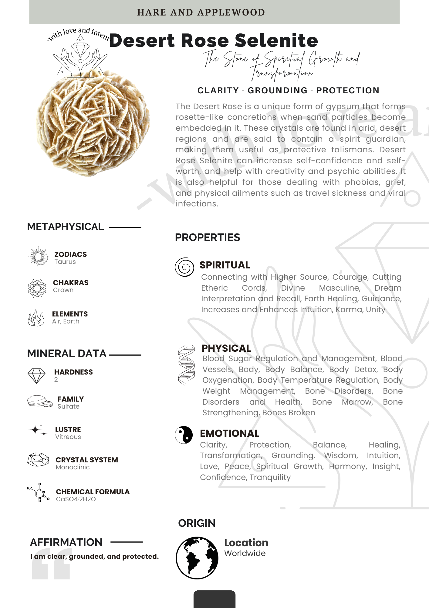 Crystal information cards A B C D E F G H