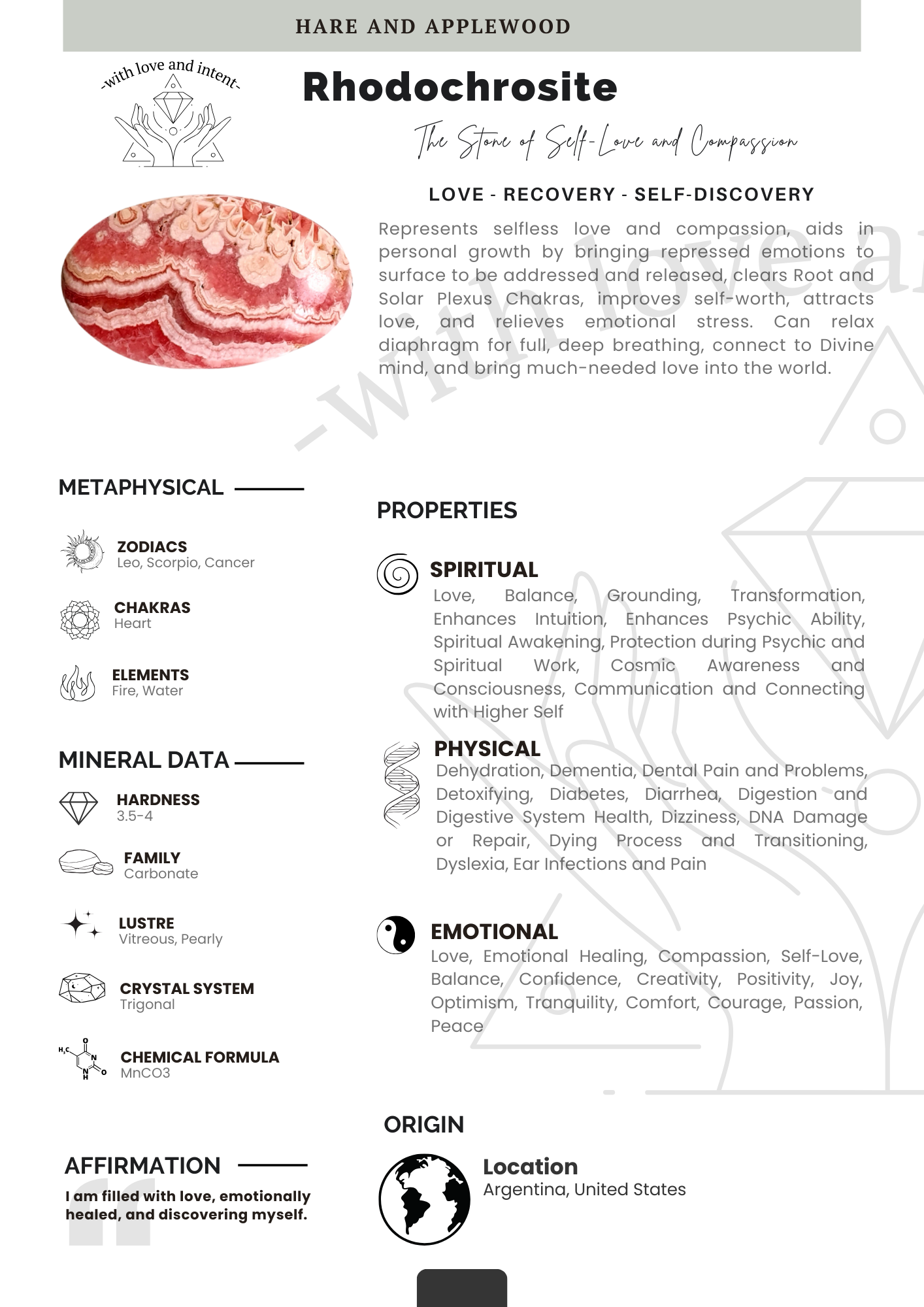 Crystal information cards P Q R S T U V W X Y Z