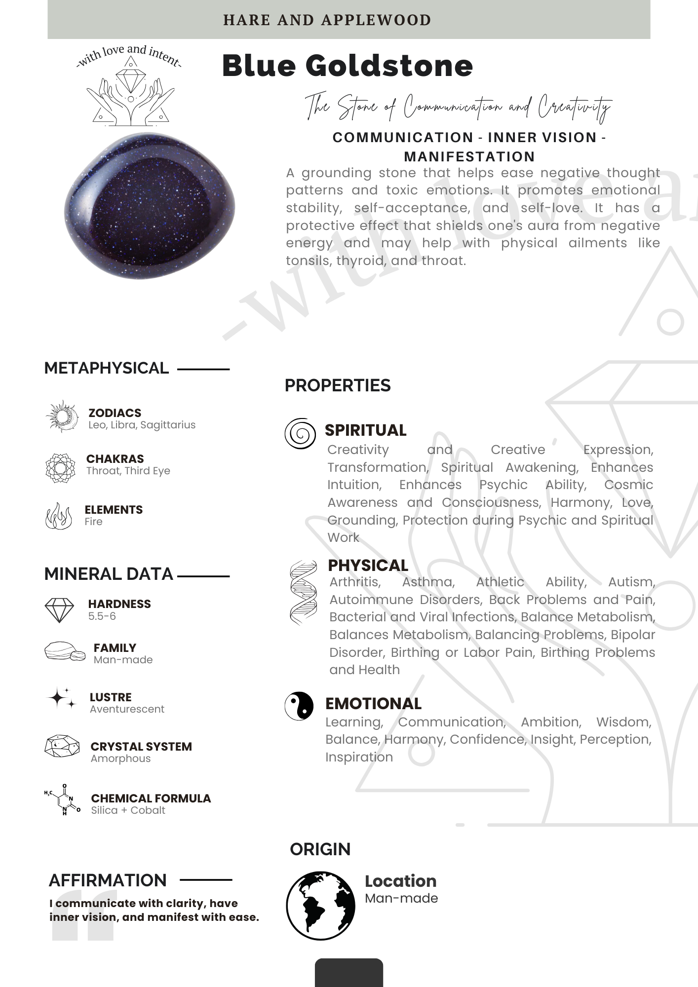 Crystal information cards A B C D E F G H