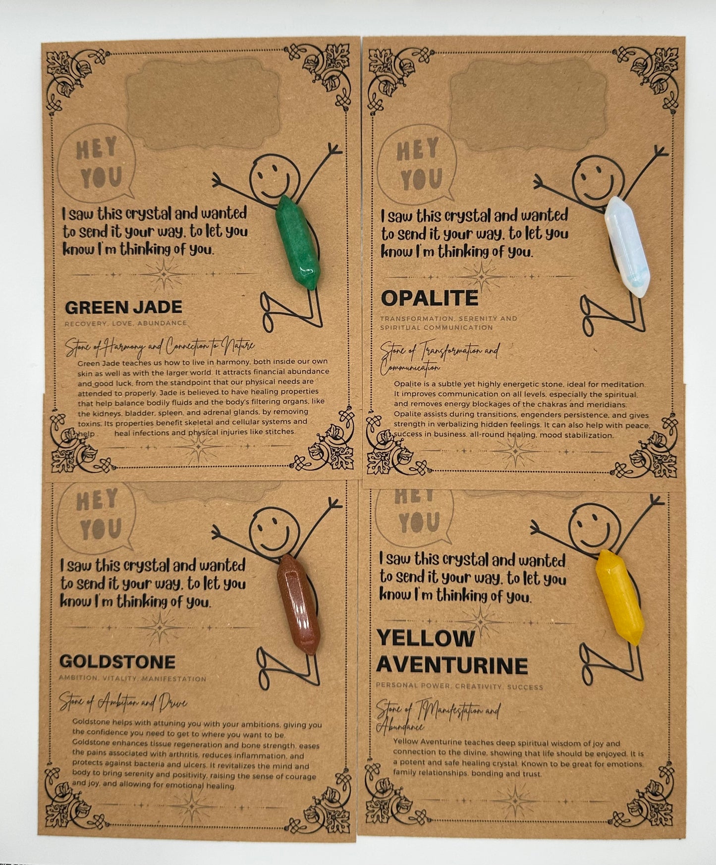 Saw this and thought of you Crystal gift card and gift bag  - Polished Double Hexagonal Healing Crystal