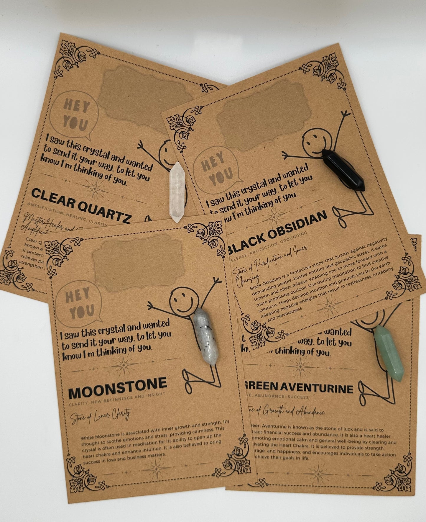 Saw this and thought of you Crystal gift card and gift bag  - Polished Double Hexagonal Healing Crystal