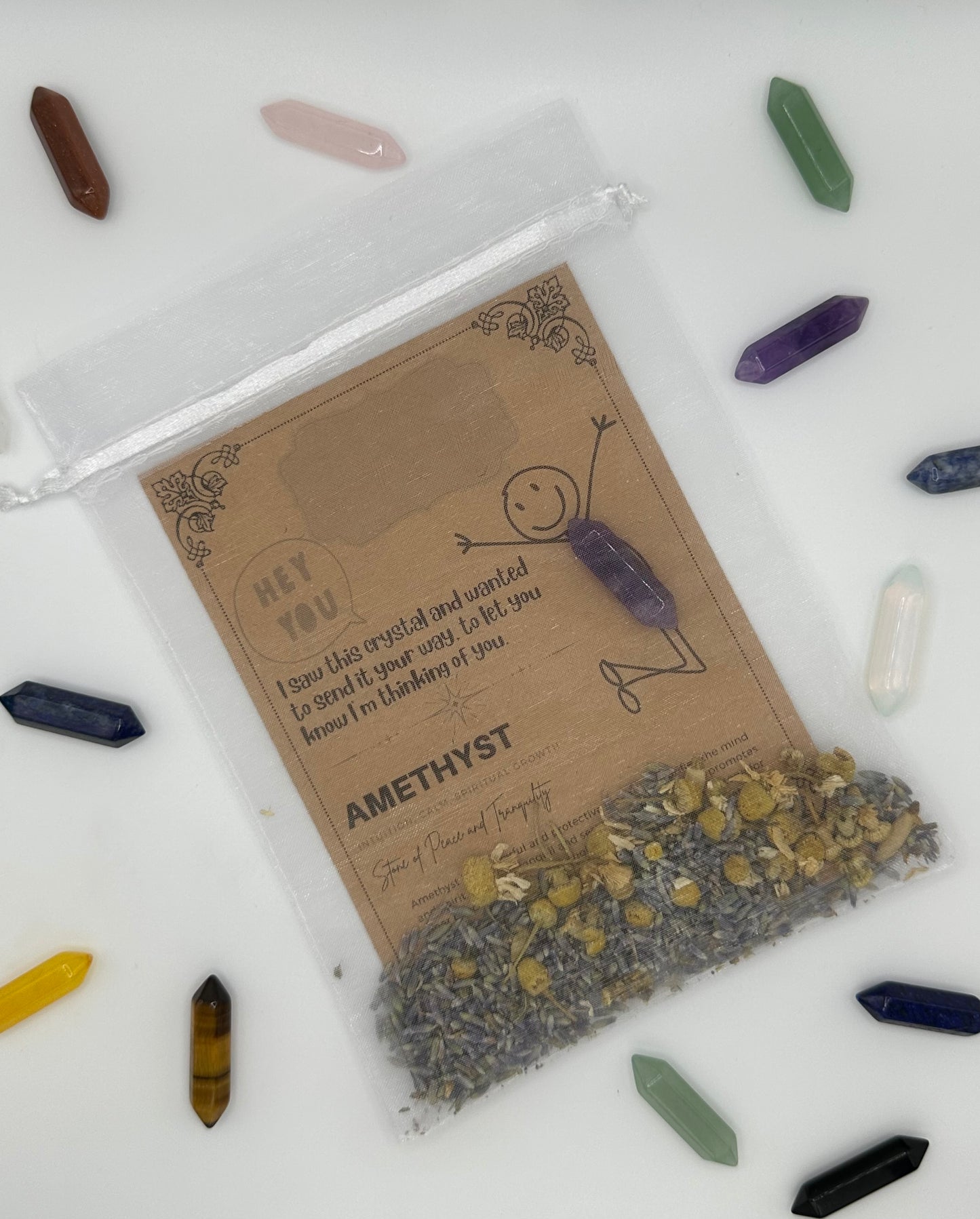 Saw this and thought of you Crystal gift card and gift bag  - Polished Double Hexagonal Healing Crystal