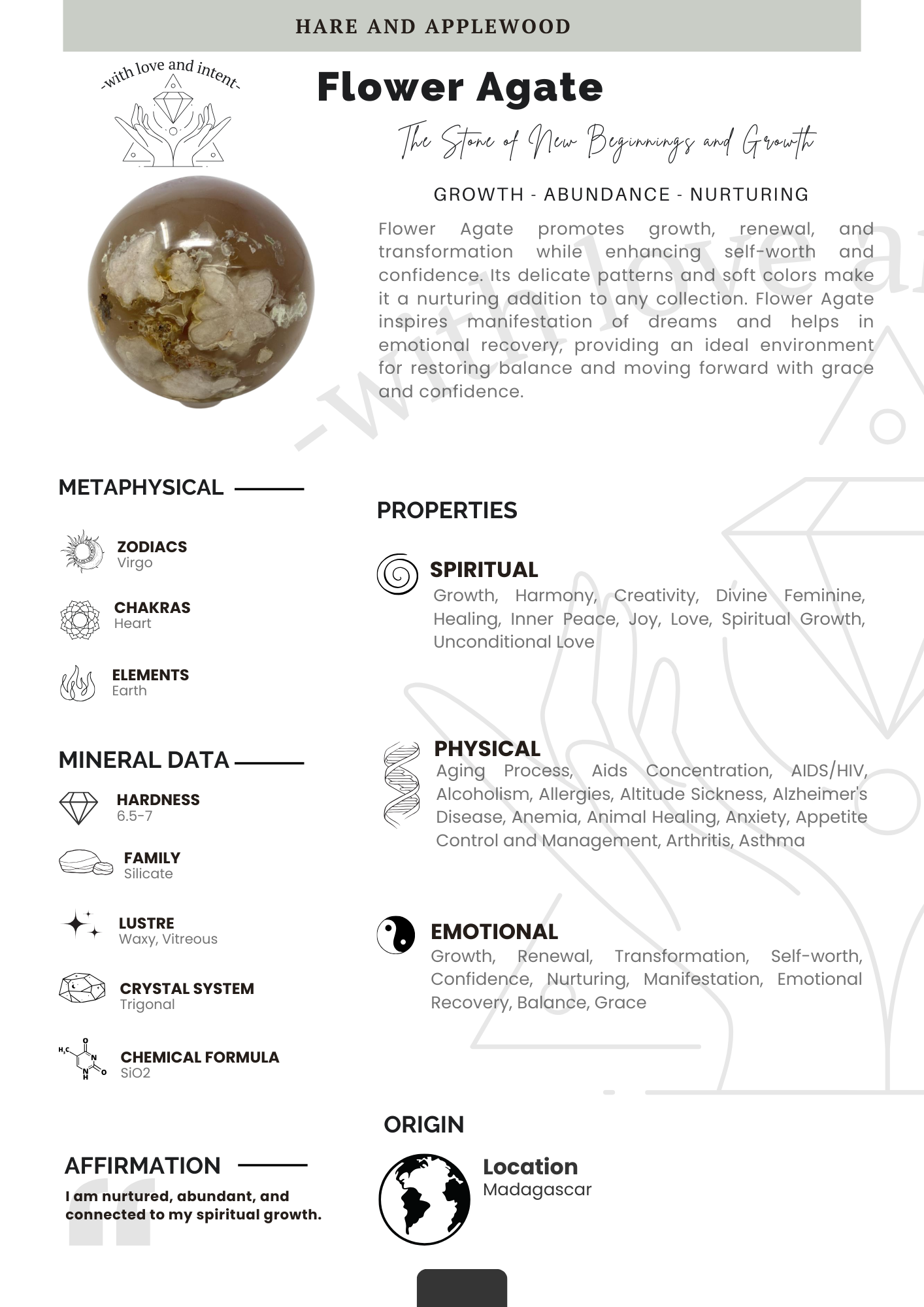 Crystal information cards A B C D E F G H