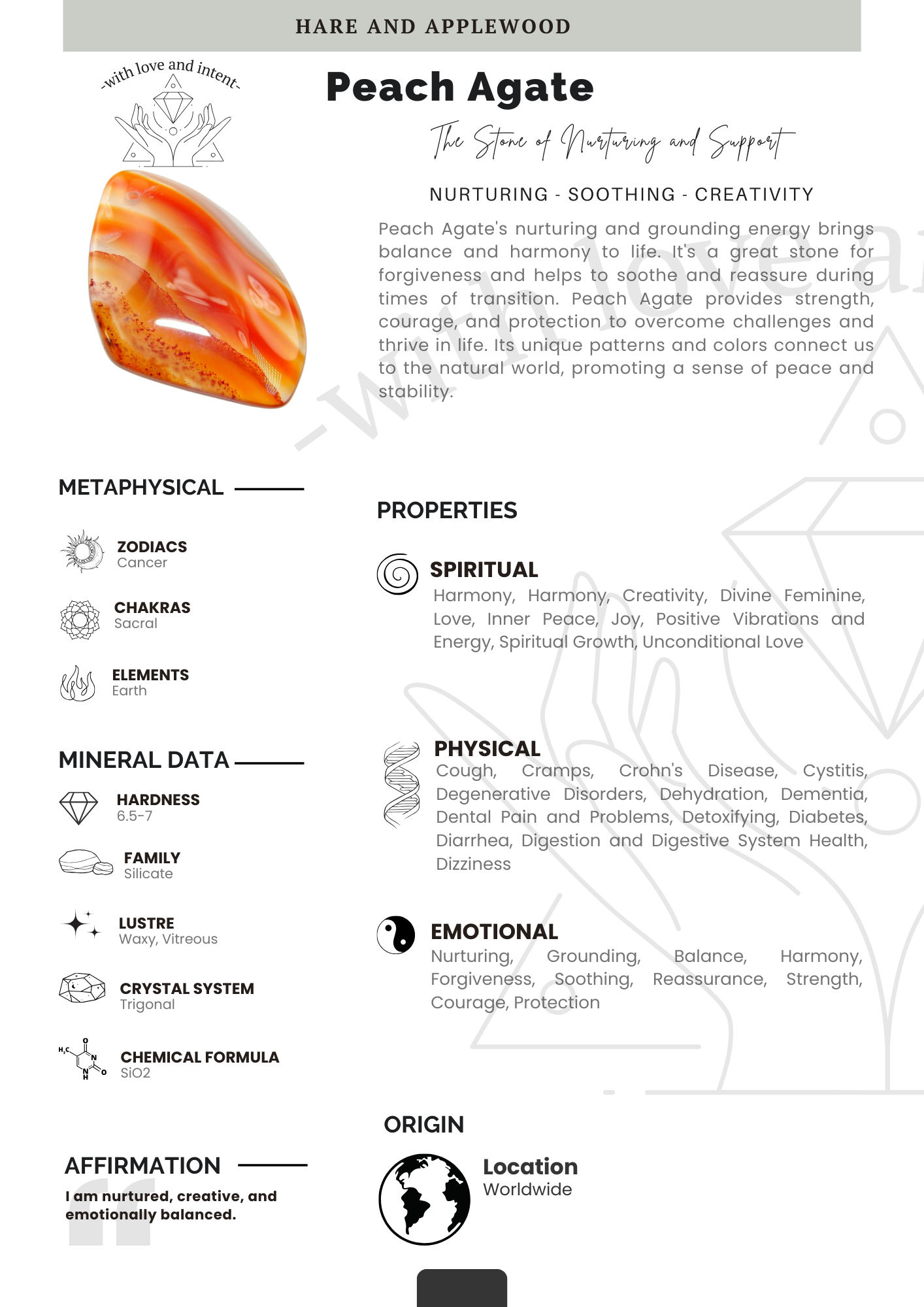 Crystal information cards A B C D E F G H