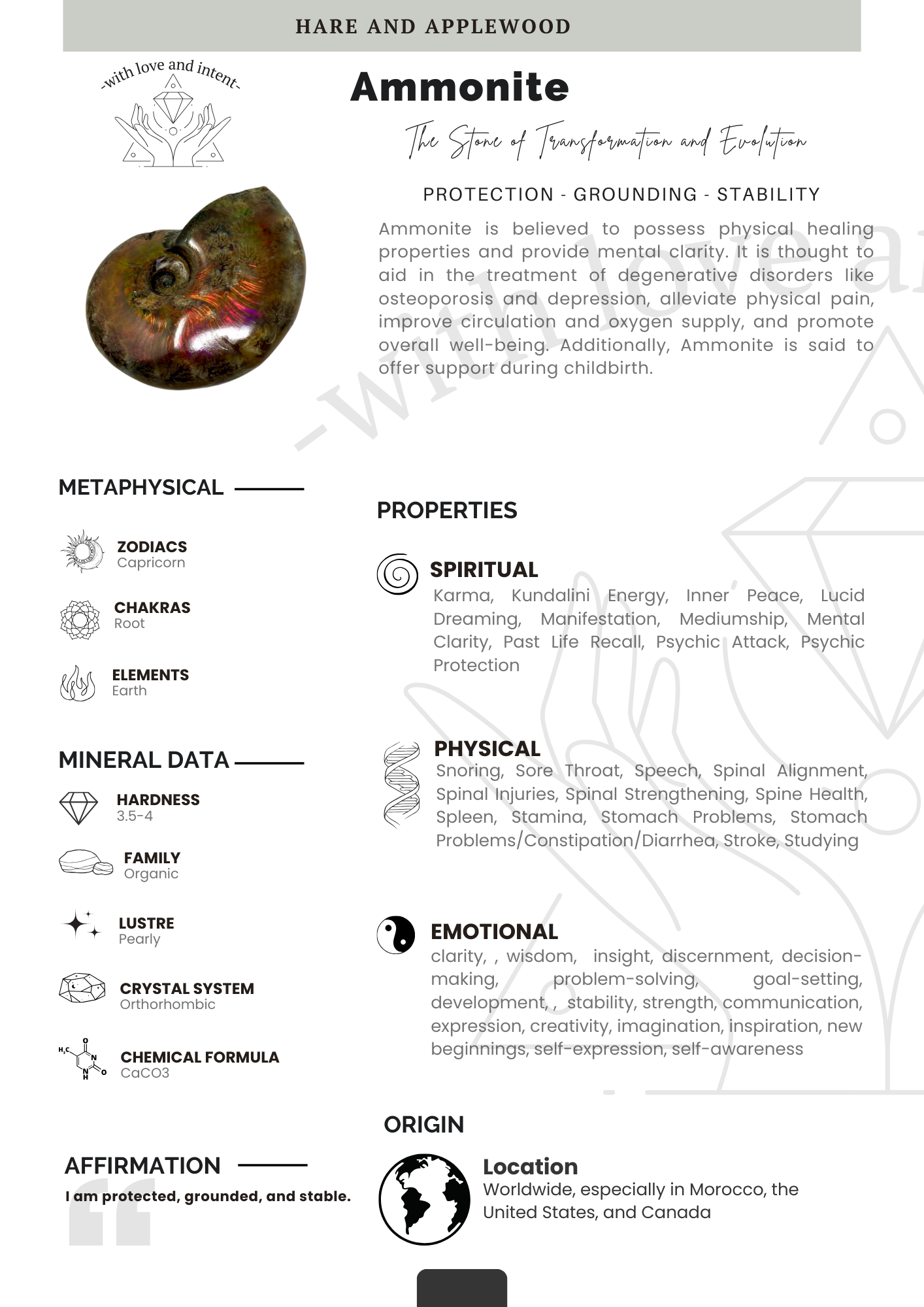 Crystal information cards A B C D E F G H