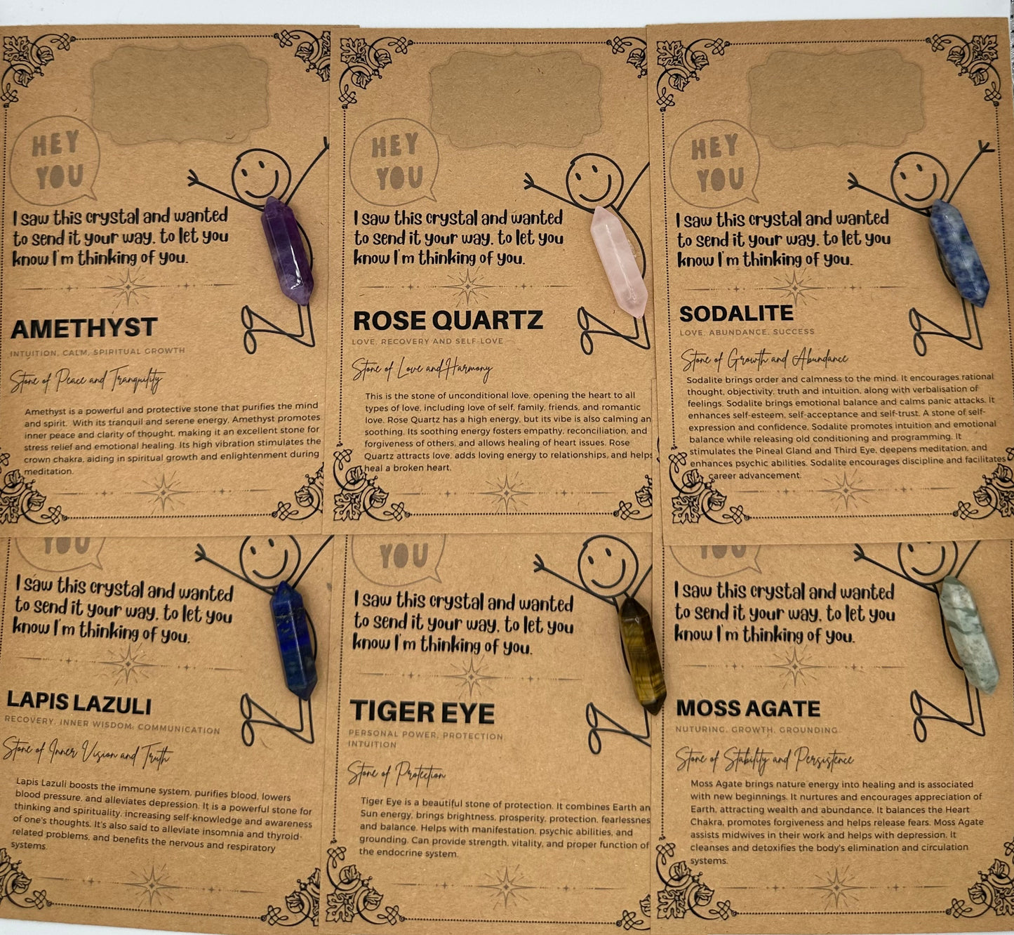 Saw this and thought of you Crystal gift card and gift bag  - Polished Double Hexagonal Healing Crystal