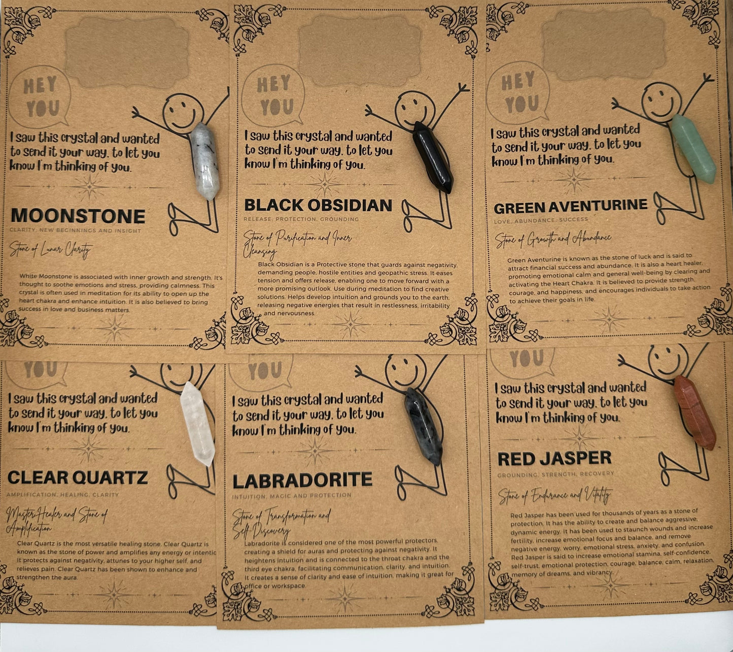 Saw this and thought of you Crystal gift card and gift bag  - Polished Double Hexagonal Healing Crystal