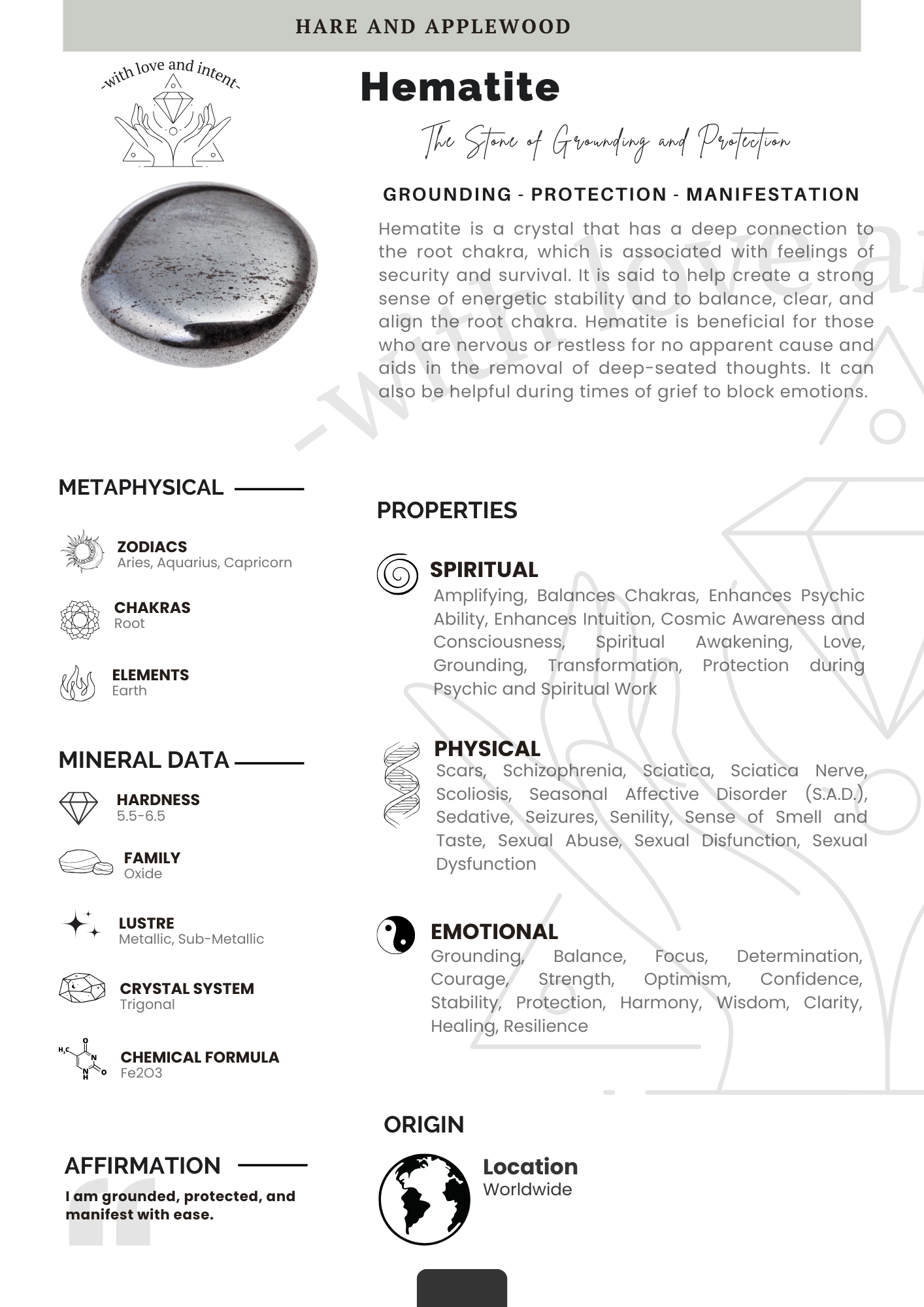 Crystal information cards A B C D E F G H