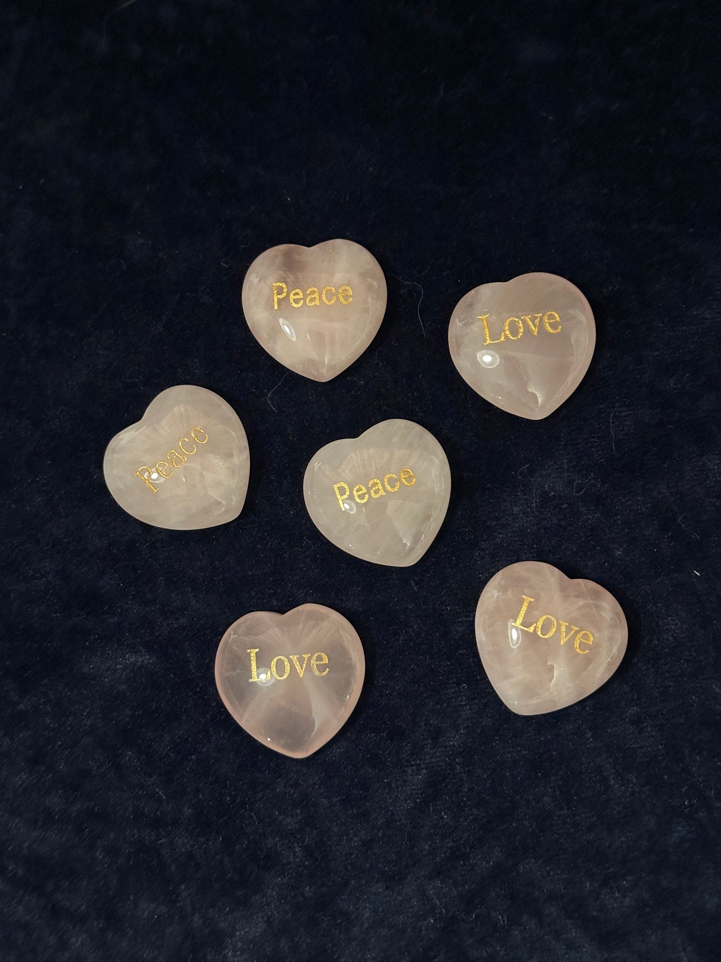 Crystal - Polished Healing Rose Quartz HEART with AFFIRMATION