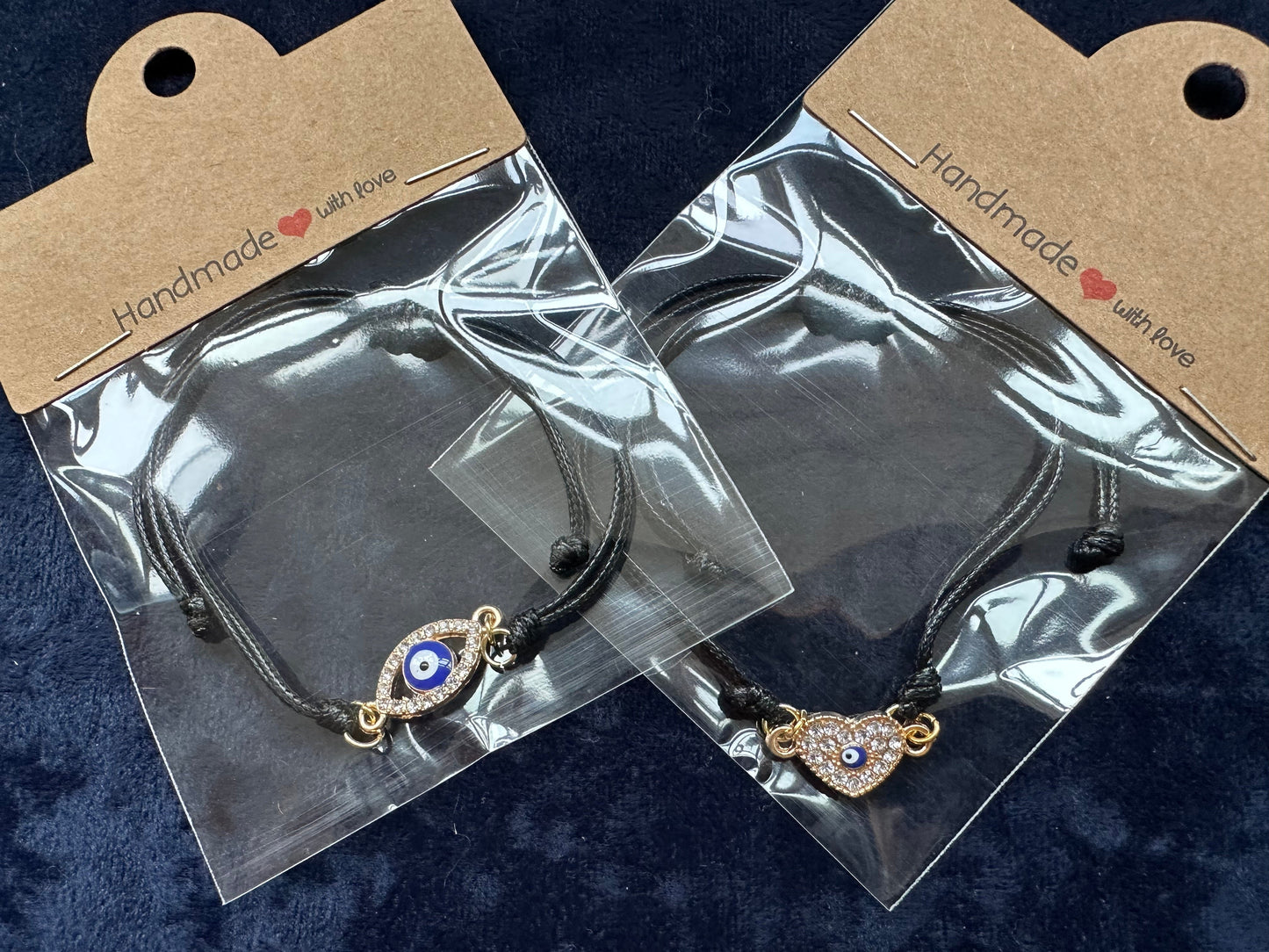 Bracelet - Waxed braided cotton with mystic pendant connector