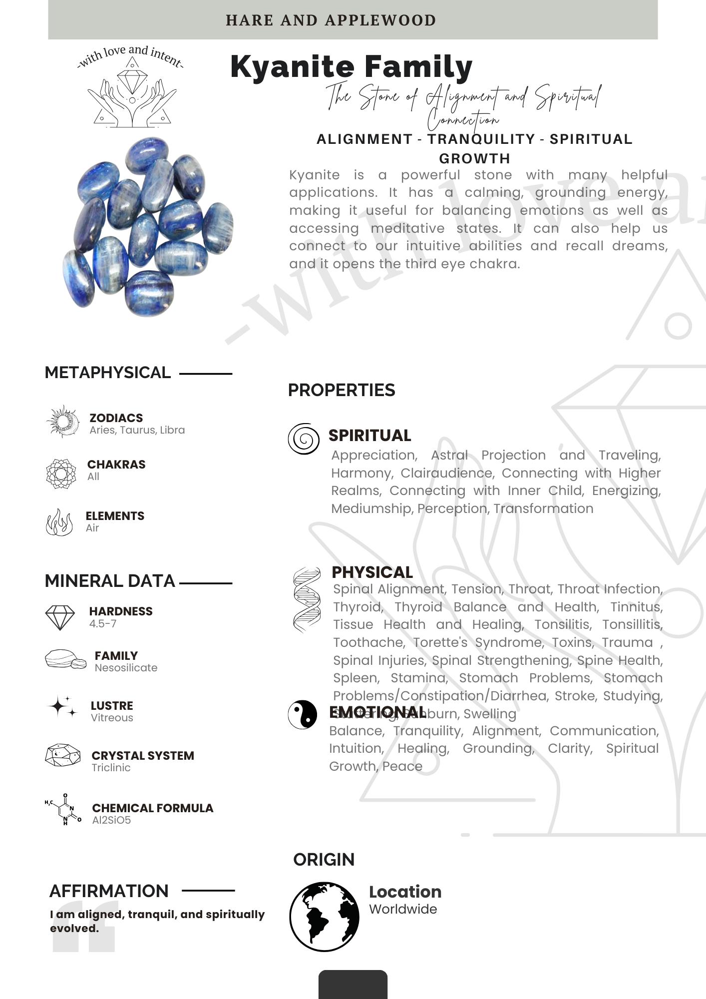 Crystal information cards I J K L M N O