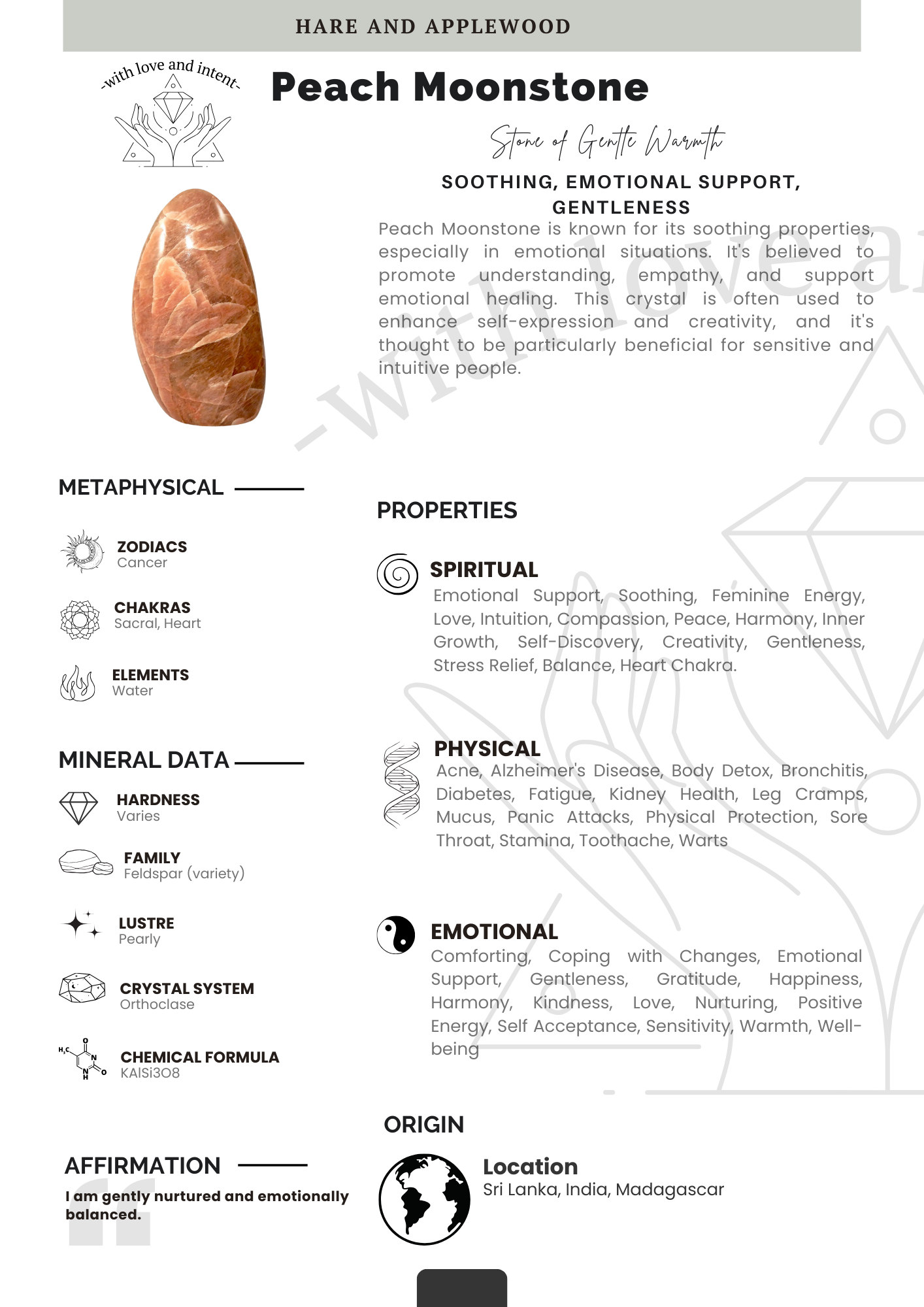 Crystal information cards I J K L M N O