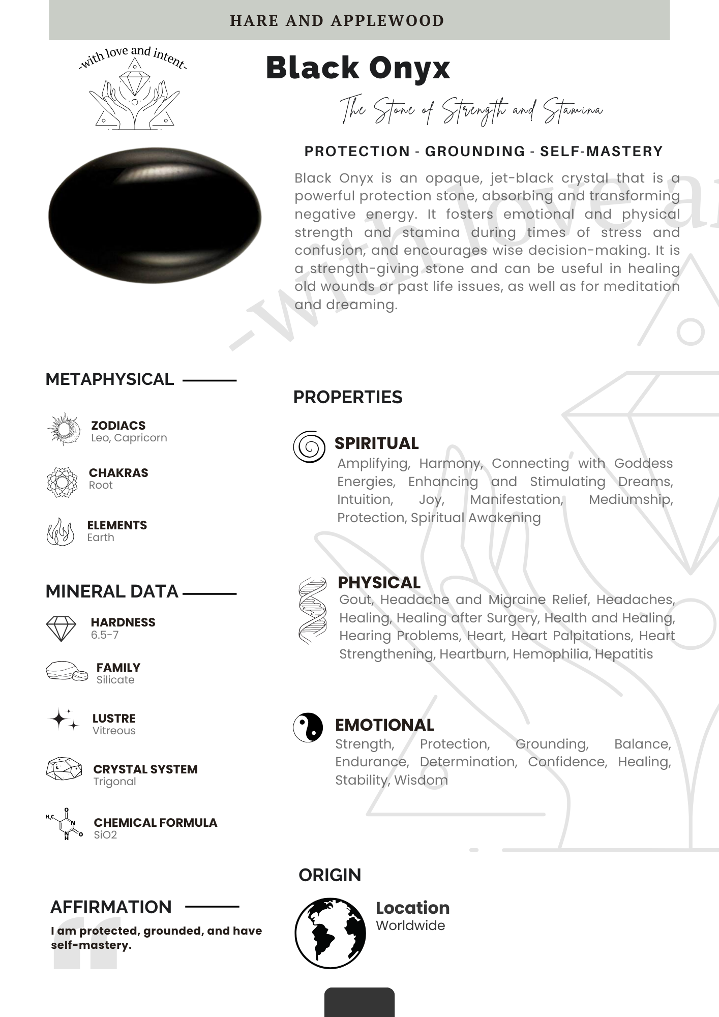 Crystal information cards I J K L M N O