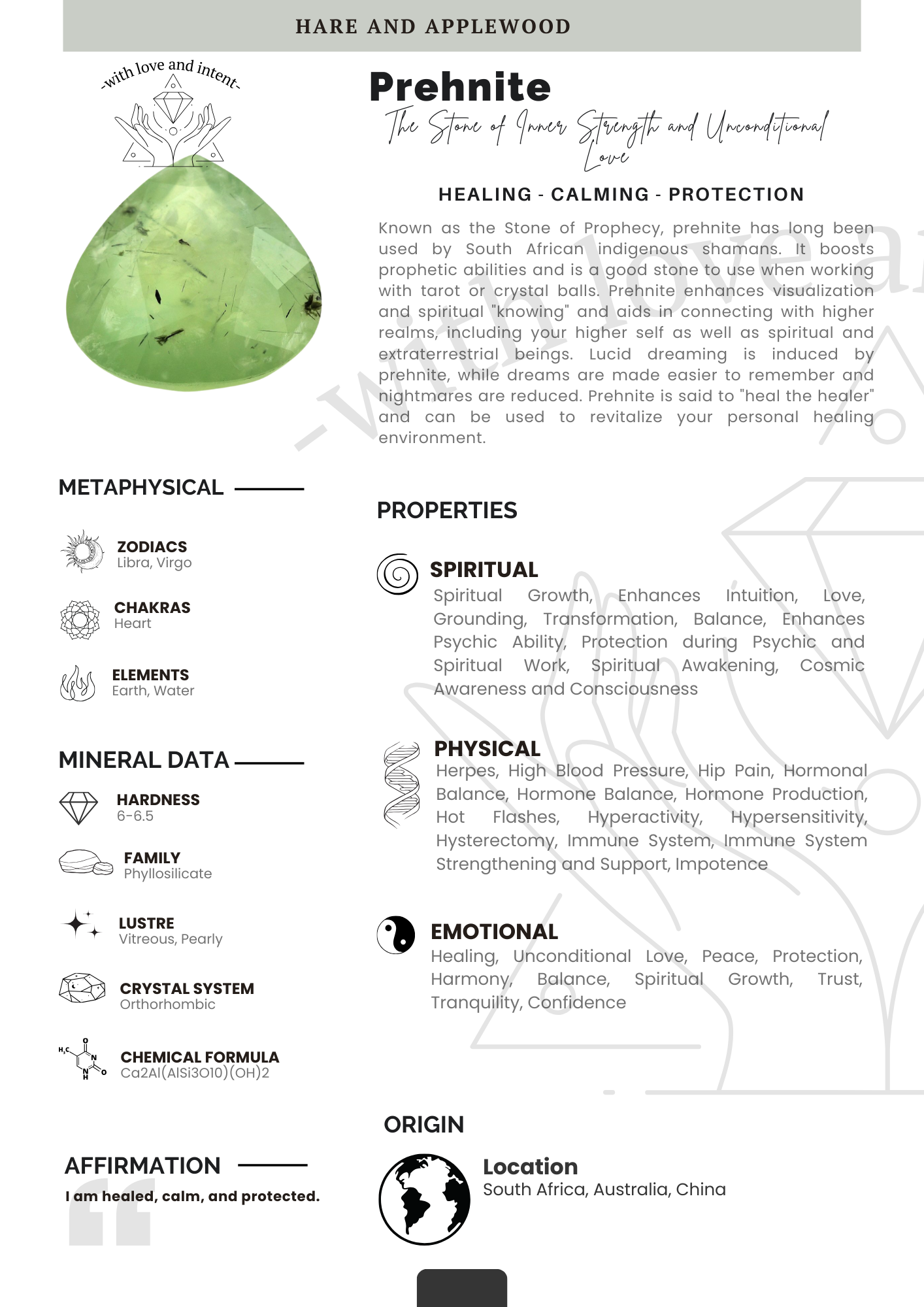 Crystal information cards P Q R S T U V W X Y Z