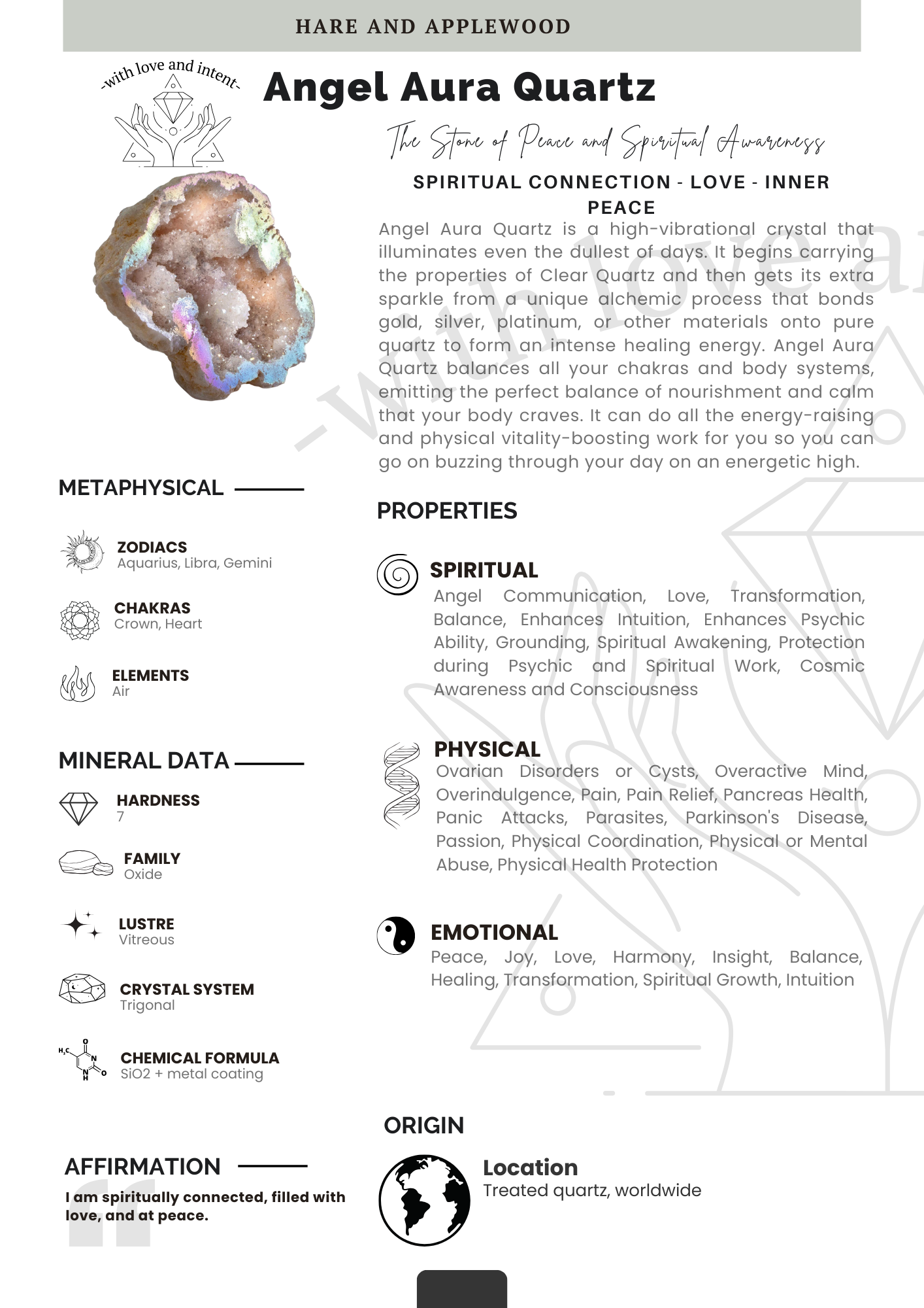 Crystal information cards P Q R S T U V W X Y Z