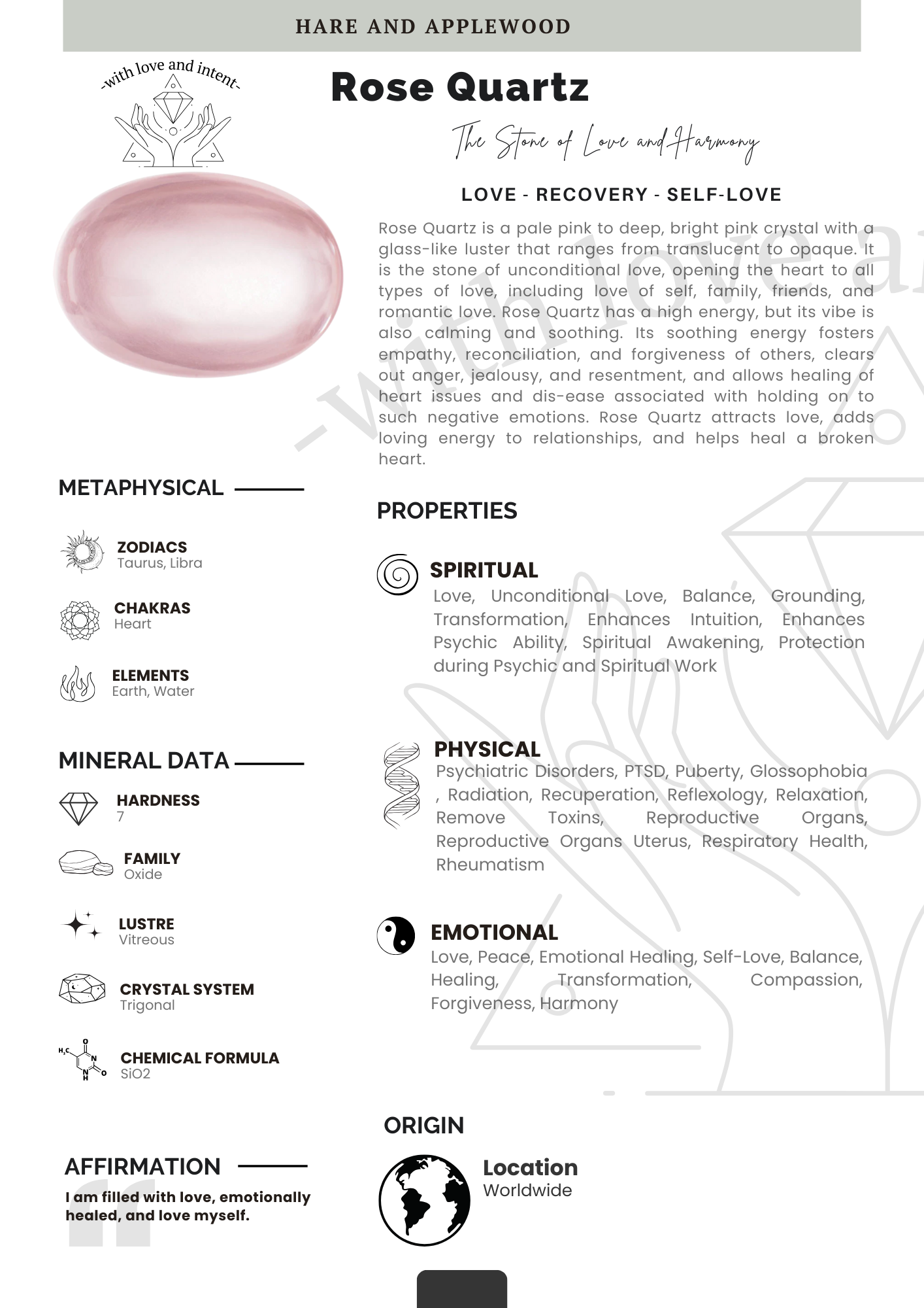 Crystal information cards P Q R S T U V W X Y Z