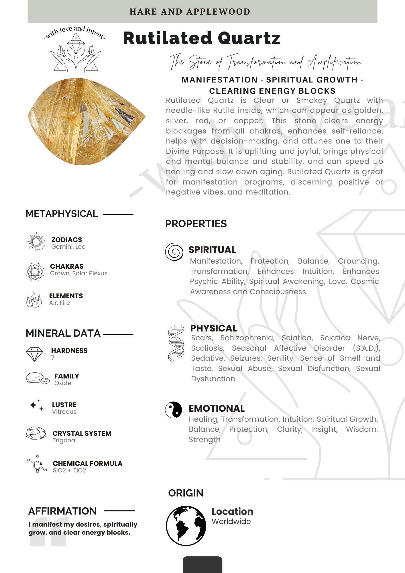 Crystal information cards P Q R S T U V W X Y Z