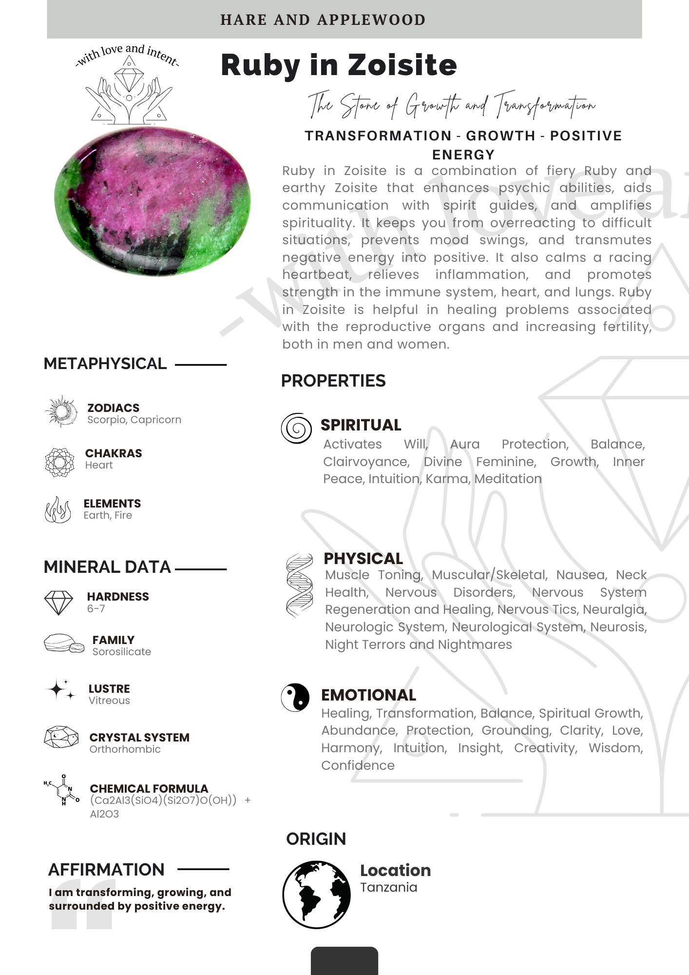 Crystal information cards P Q R S T U V W X Y Z