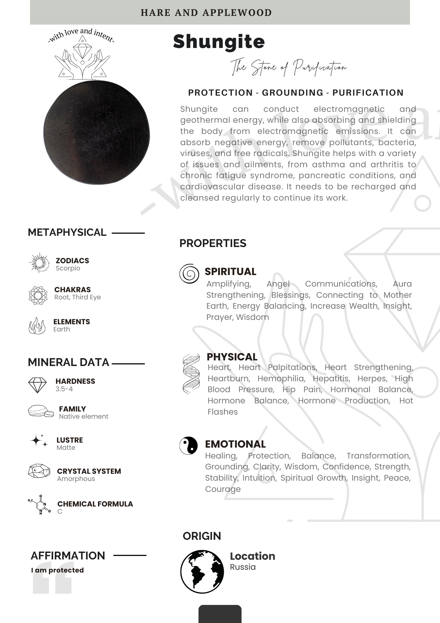 Crystal information cards P Q R S T U V W X Y Z