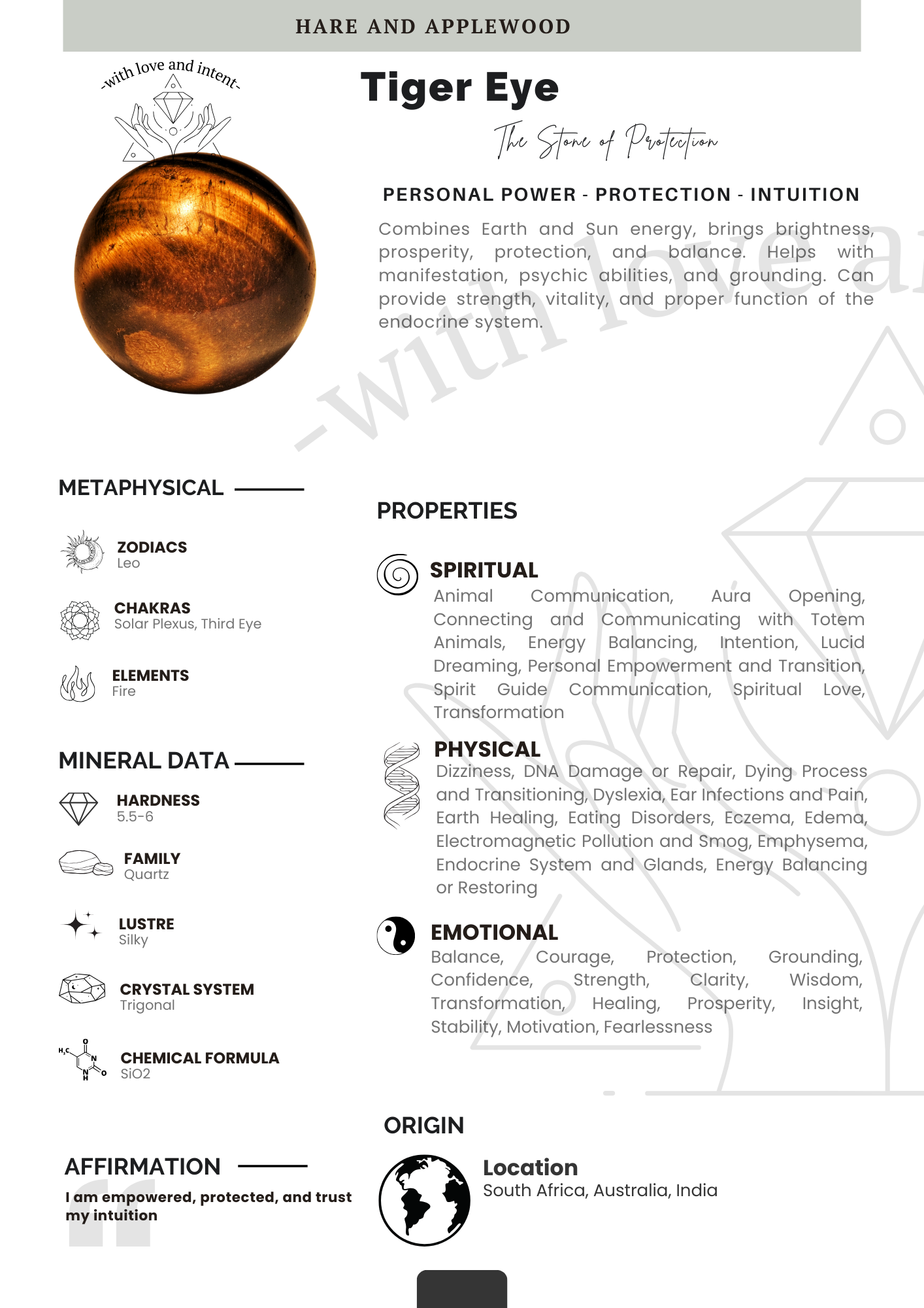 Crystal information cards P Q R S T U V W X Y Z