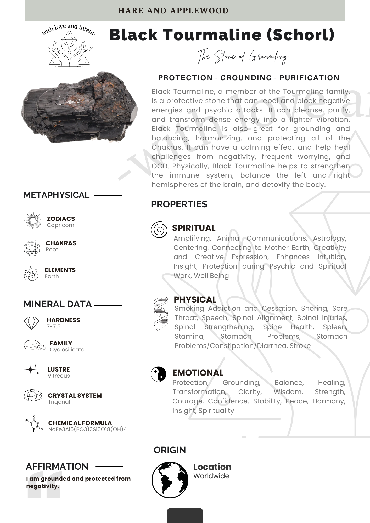 Crystal information cards P Q R S T U V W X Y Z