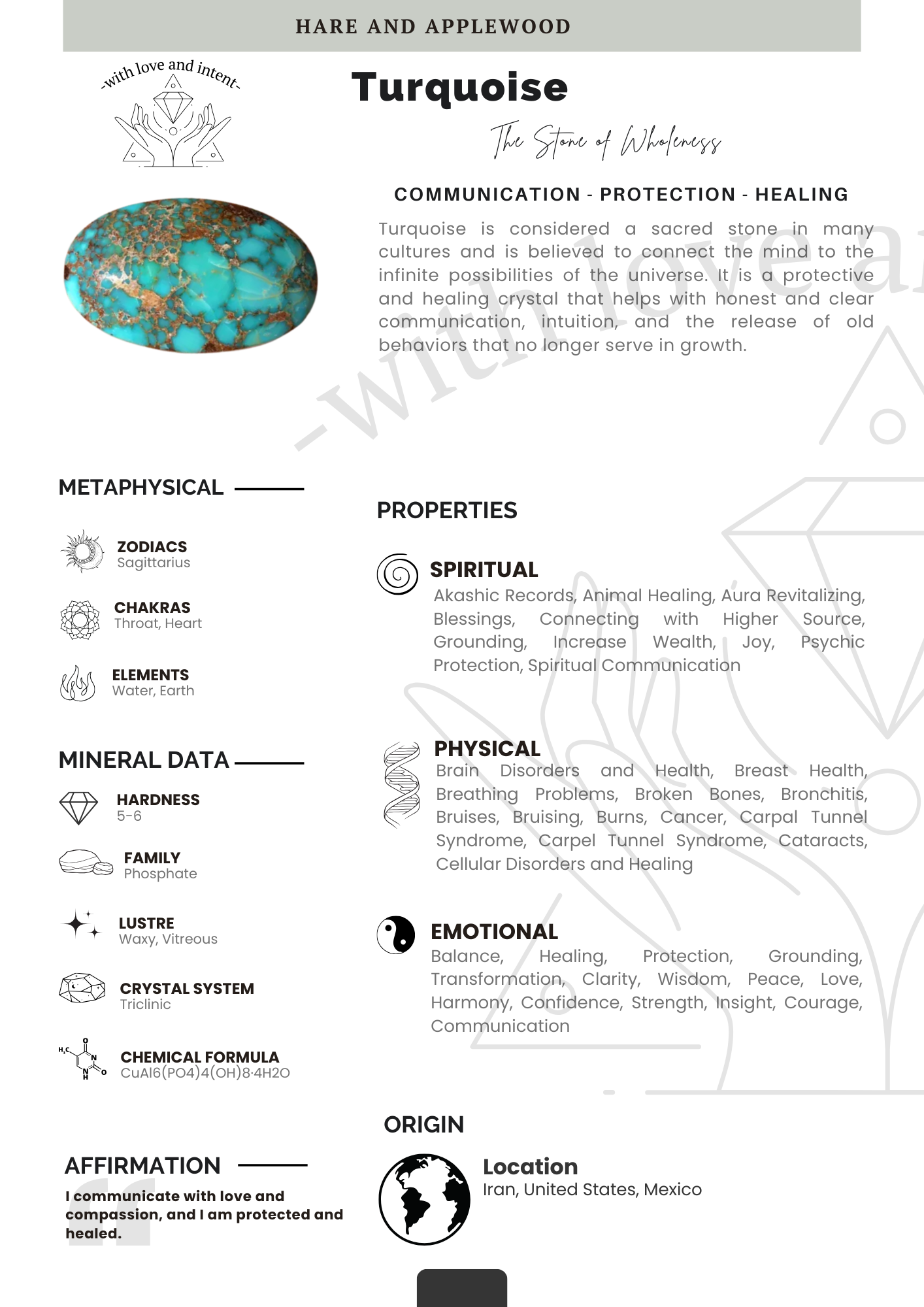 Crystal information cards P Q R S T U V W X Y Z