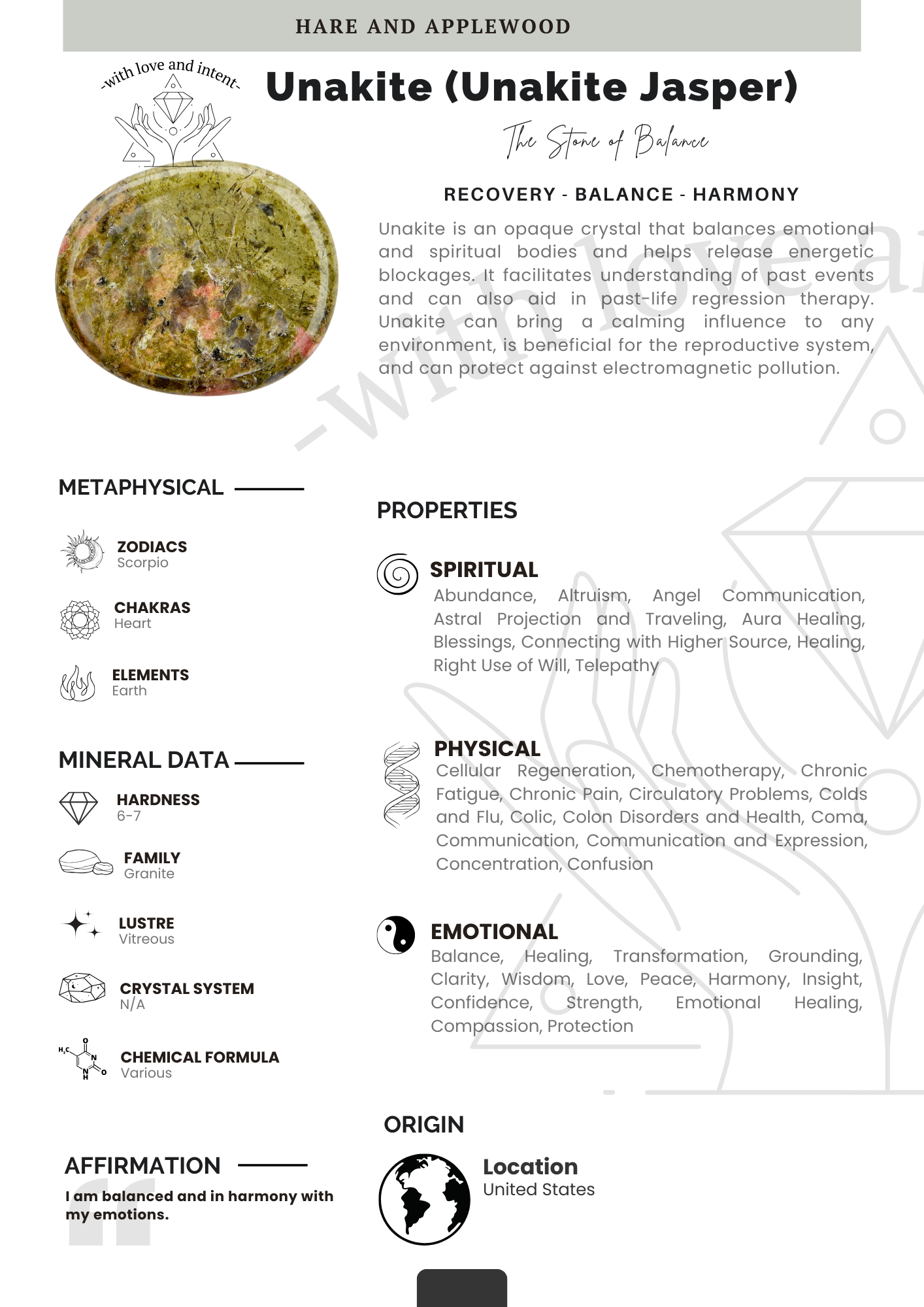 Crystal information cards P Q R S T U V W X Y Z